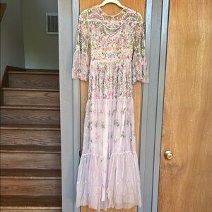 Needle & Thread Pink Floral Embroidered Maxi Dress